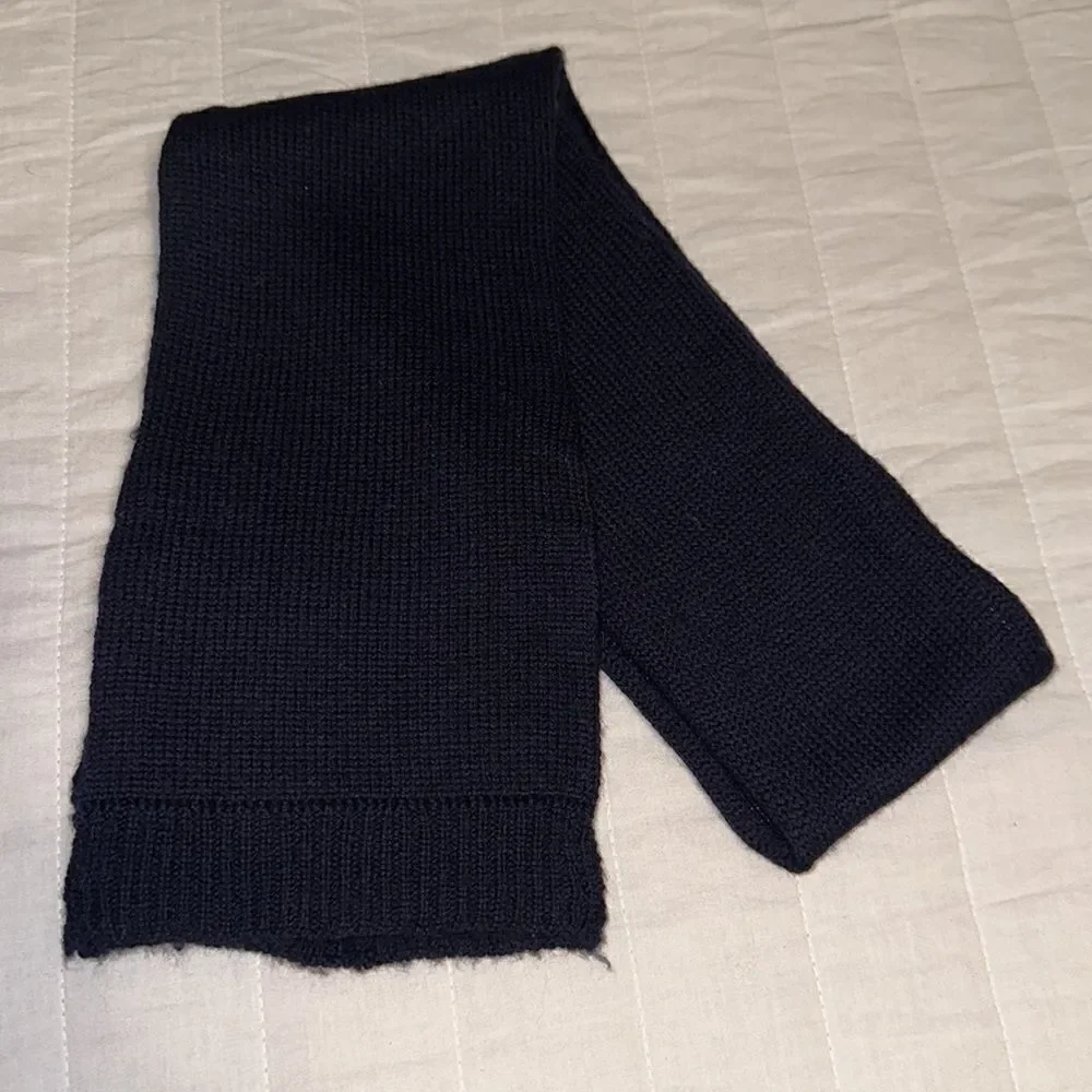Navy Gray Extra Fine Italian Merino Reindeer Wool Scarf